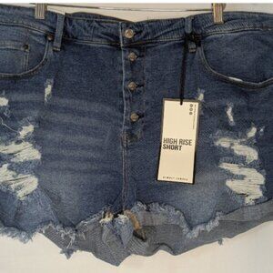 Almost Famous Shorts Blue Jean Distressed High Rise Button Fly NWT